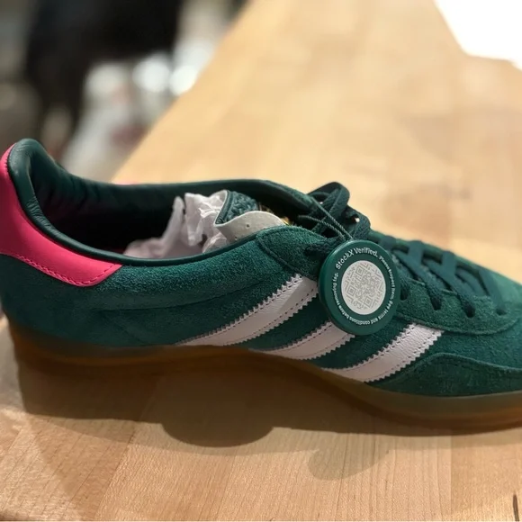 Adidas Gazelle Forest Green and Pink Sneakers - Picture 4 of 5